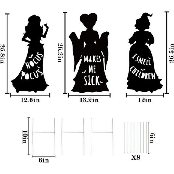 Halloween Decorations Outdoor: 3 Extra Large Hocus Pocus Witches - Picture 2 of 8